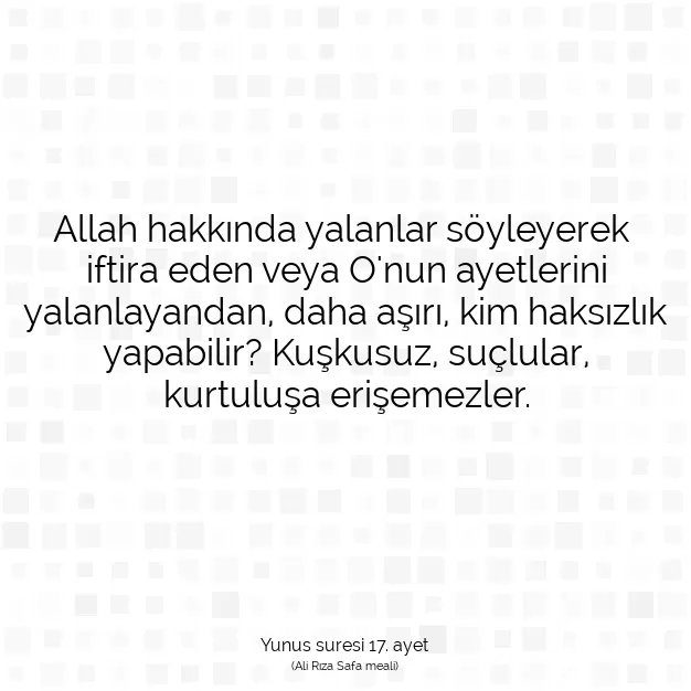 Ayetbul | Kuran Mealleri | Quran | Yunus suresi 17. ayet