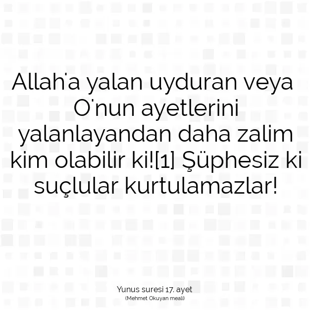 Ayetbul | Kuran Mealleri | Quran | Yunus suresi 17. ayet