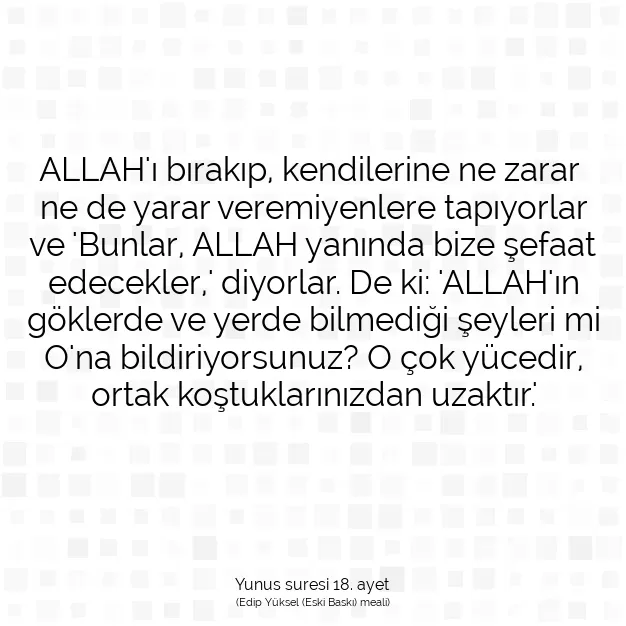 Ayetbul | Kuran Mealleri | Quran | Yunus suresi 18. ayet