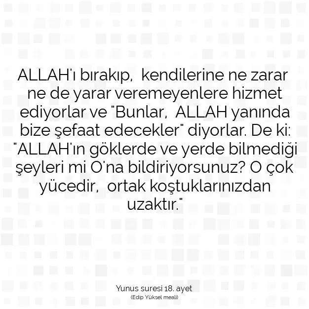 Ayetbul | Kuran Mealleri | Quran | Yunus suresi 18. ayet