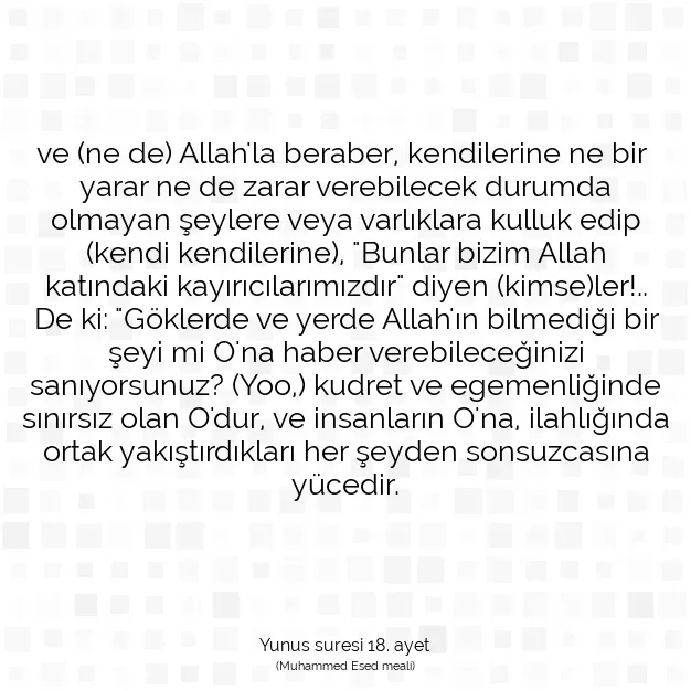 Ayetbul | Kuran Mealleri | Quran | Yunus suresi 18. ayet