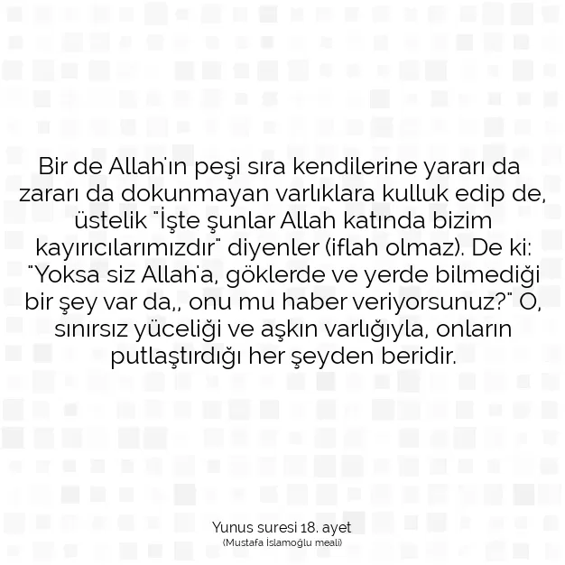 Ayetbul | Kuran Mealleri | Quran | Yunus suresi 18. ayet