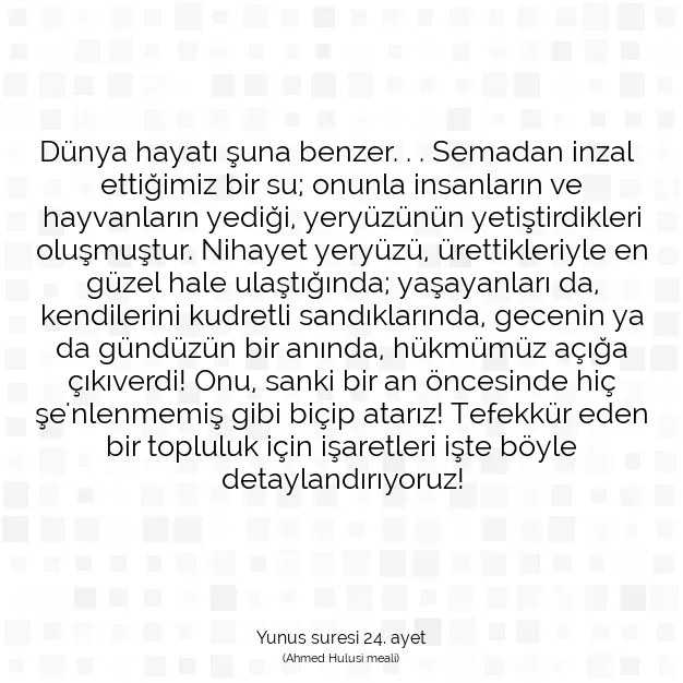 Ayetbul | Kuran Mealleri | Quran | Yunus suresi 24. ayet