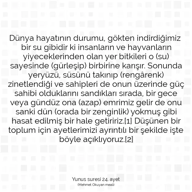 Ayetbul | Kuran Mealleri | Quran | Yunus suresi 24. ayet