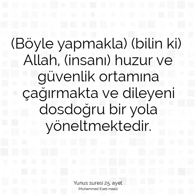 Ayetbul | Kuran Mealleri | Quran | Yunus suresi 25. ayet