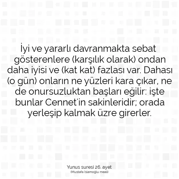 Ayetbul | Kuran Mealleri | Quran | Yunus suresi 26. ayet