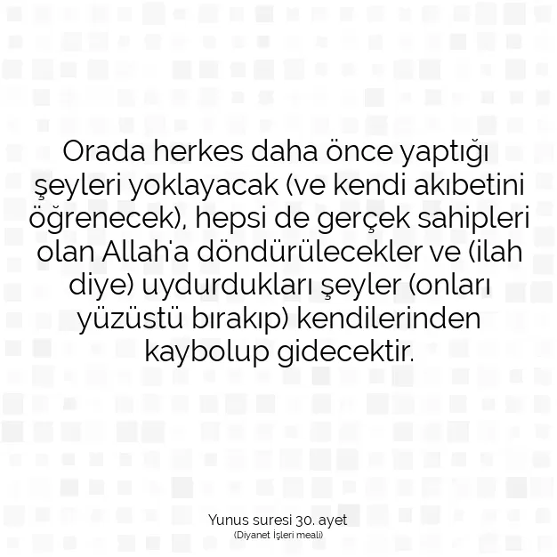 Ayetbul | Kuran Mealleri | Quran | Yunus suresi 30. ayet