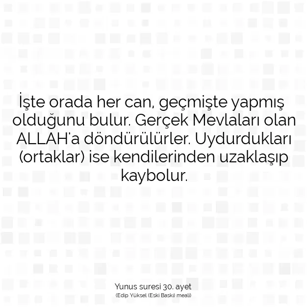 Ayetbul | Kuran Mealleri | Quran | Yunus suresi 30. ayet