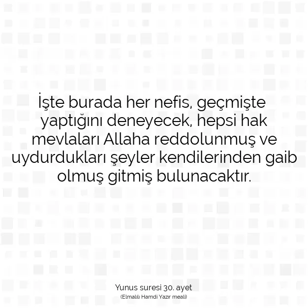 Ayetbul | Kuran Mealleri | Quran | Yunus suresi 30. ayet