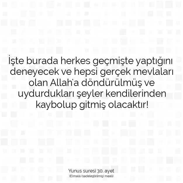 Ayetbul | Kuran Mealleri | Quran | Yunus suresi 30. ayet