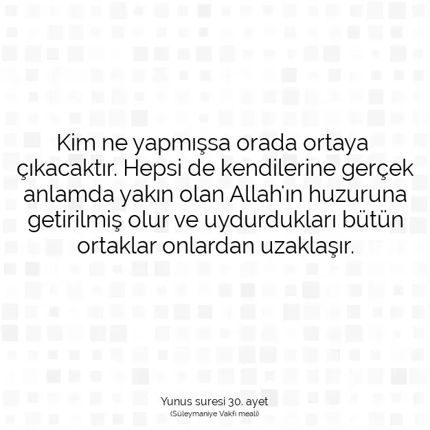 Ayetbul | Kuran Mealleri | Quran | Yunus suresi 30. ayet