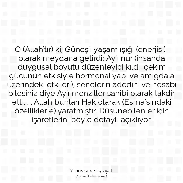 Ayetbul | Kuran Mealleri | Quran | Yunus suresi 5. ayet