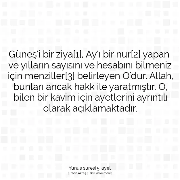 Ayetbul | Kuran Mealleri | Quran | Yunus suresi 5. ayet