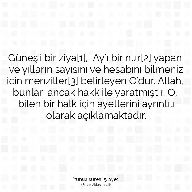 Ayetbul | Kuran Mealleri | Quran | Yunus suresi 5. ayet