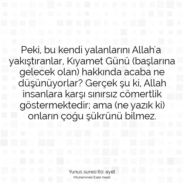 Ayetbul | Kuran Mealleri | Quran | Yunus suresi 60. ayet