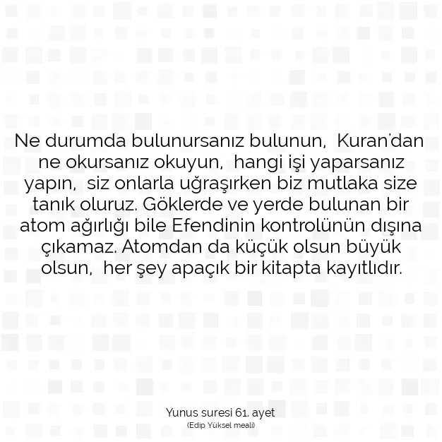 Ayetbul | Kuran Mealleri | Quran | Yunus suresi 61. ayet