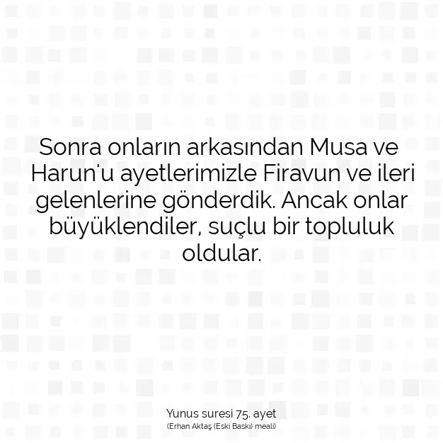 Ayetbul | Kuran Mealleri | Quran | Yunus suresi 75. ayet