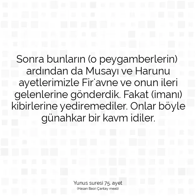 Ayetbul | Kuran Mealleri | Quran | Yunus suresi 75. ayet