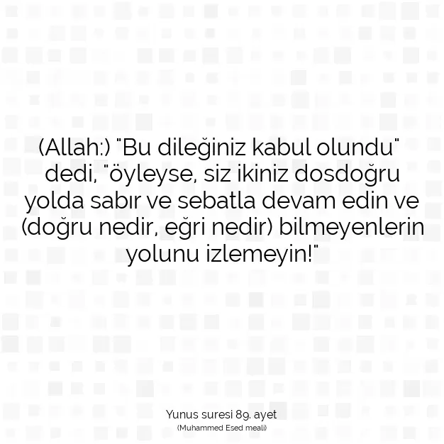 Ayetbul | Kuran Mealleri | Quran | Yunus suresi 89. ayet