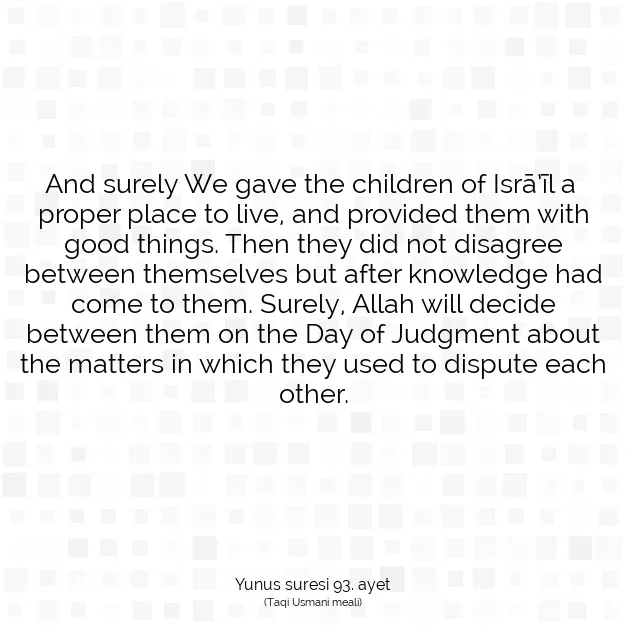 Ayetbul | Kuran Mealleri | Quran | Yunus suresi 93. ayet