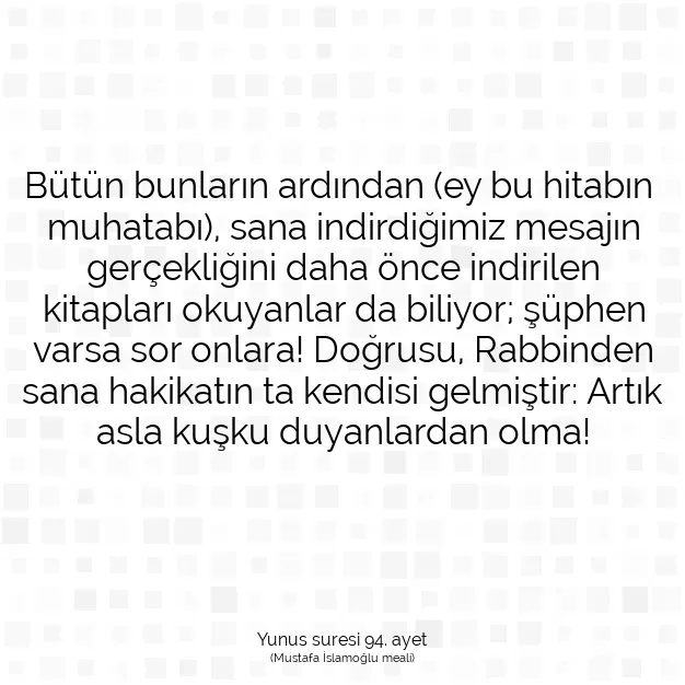 Ayetbul | Kuran Mealleri | Quran | Yunus suresi 94. ayet