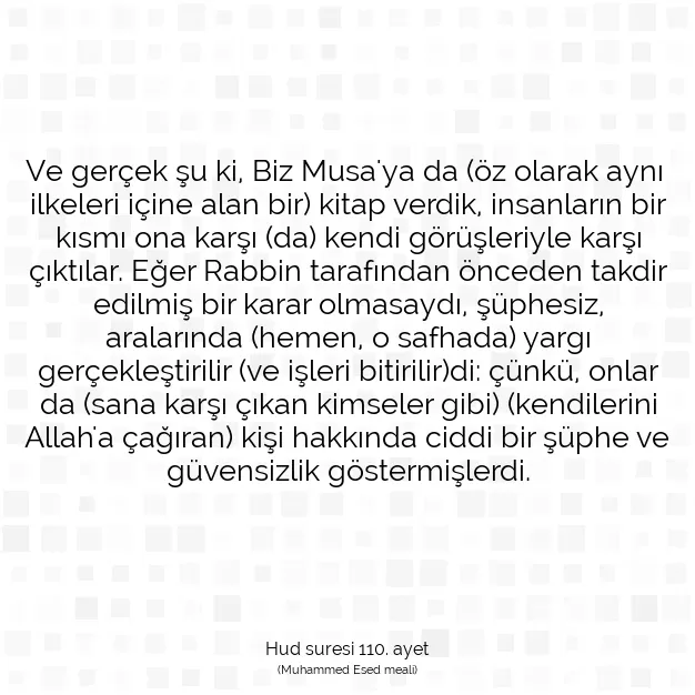 Ayetbul | Kuran Mealleri | Quran | Hud suresi 110. ayet