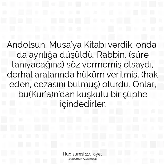 Ayetbul | Kuran Mealleri | Quran | Hud suresi 110. ayet