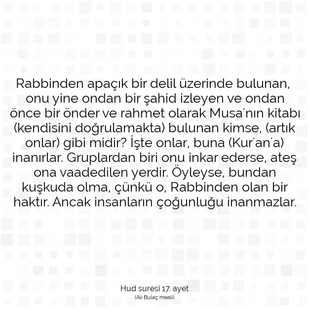 Ayetbul | Kuran Mealleri | Quran | Hud suresi 17. ayet