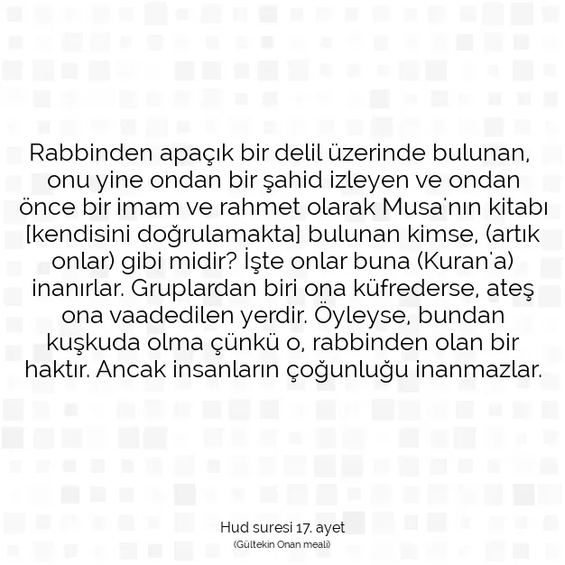 Ayetbul | Kuran Mealleri | Quran | Hud suresi 17. ayet