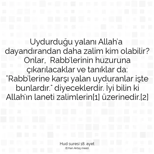 Ayetbul | Kuran Mealleri | Quran | Hud suresi 18. ayet