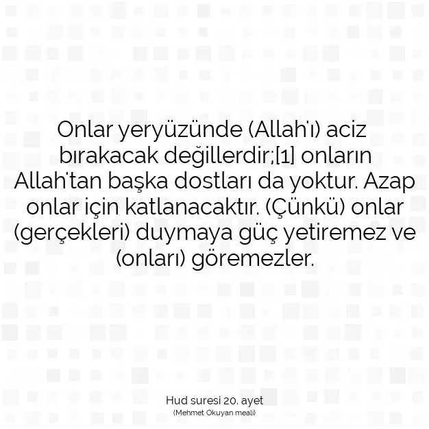 Ayetbul | Kuran Mealleri | Quran | Hud suresi 20. ayet