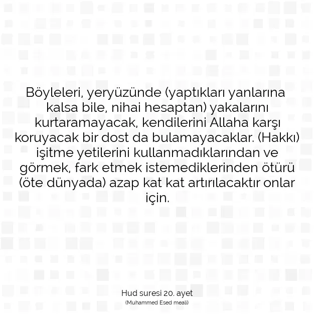 Ayetbul | Kuran Mealleri | Quran | Hud suresi 20. ayet