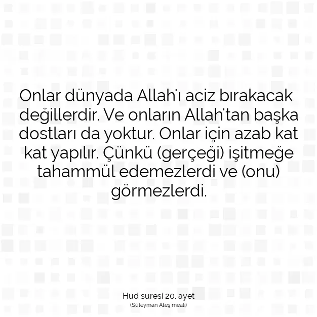 Ayetbul | Kuran Mealleri | Quran | Hud suresi 20. ayet