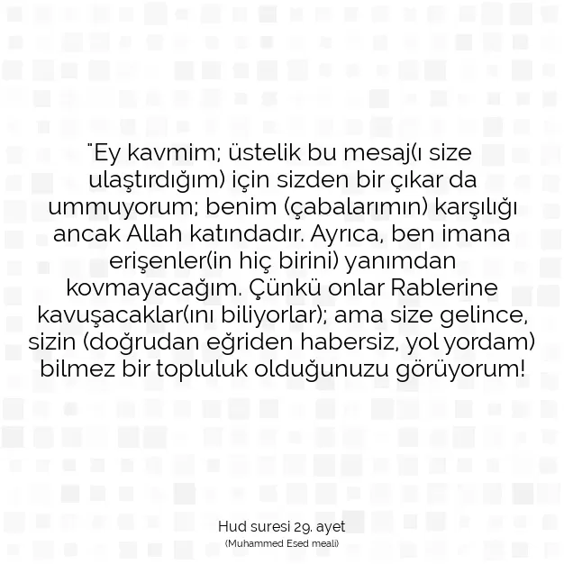 Ayetbul | Kuran Mealleri | Quran | Hud suresi 29. ayet