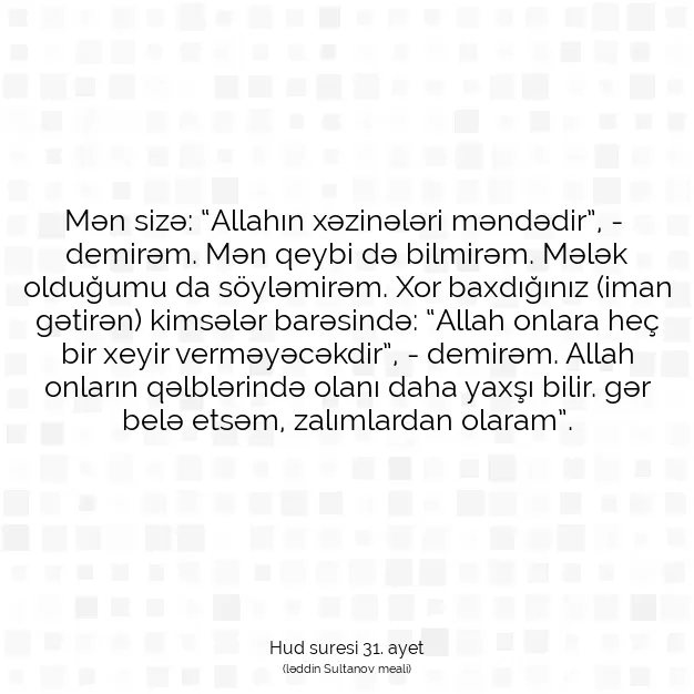 Ayetbul | Kuran Mealleri | Quran | Hud suresi 31. ayet