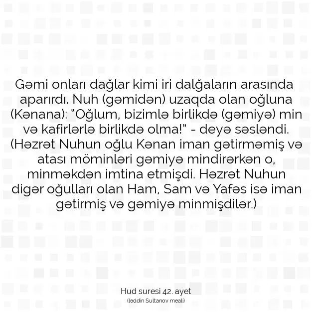 Ayetbul | Kuran Mealleri | Quran | Hud suresi 42. ayet