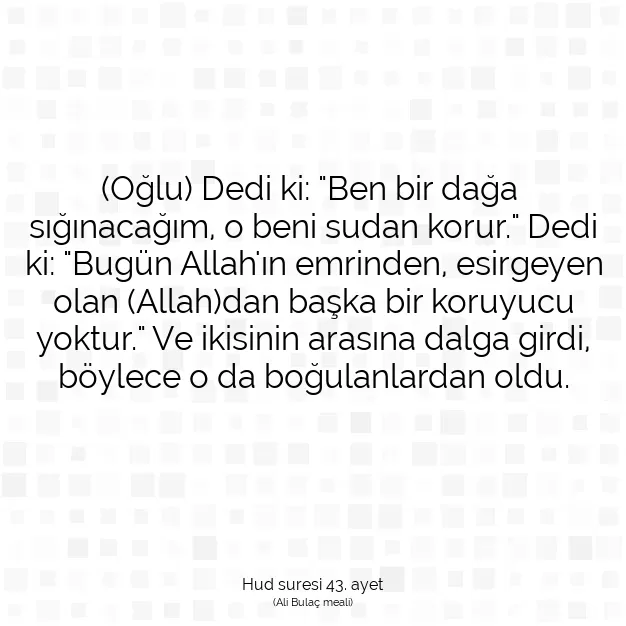 Ayetbul | Kuran Mealleri | Quran | Hud suresi 43. ayet