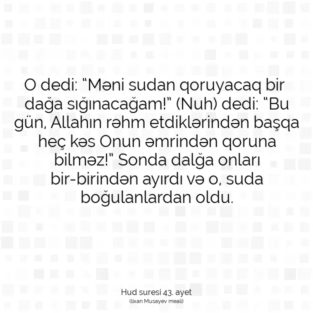 Ayetbul | Kuran Mealleri | Quran | Hud suresi 43. ayet