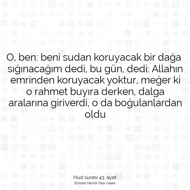 Ayetbul | Kuran Mealleri | Quran | Hud suresi 43. ayet