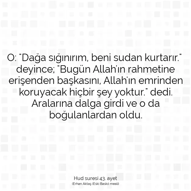 Ayetbul | Kuran Mealleri | Quran | Hud suresi 43. ayet