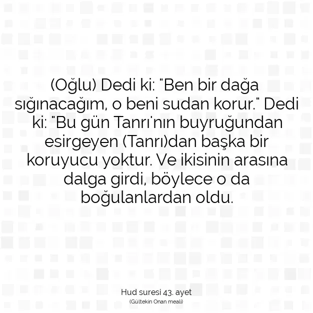 Ayetbul | Kuran Mealleri | Quran | Hud suresi 43. ayet