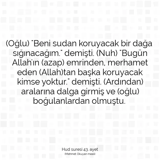 Ayetbul | Kuran Mealleri | Quran | Hud suresi 43. ayet