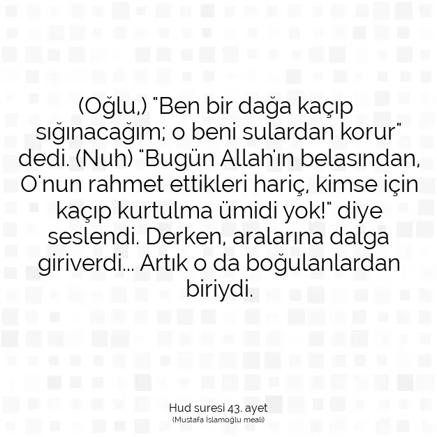 Ayetbul | Kuran Mealleri | Quran | Hud suresi 43. ayet