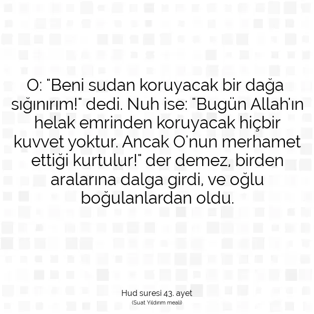 Ayetbul | Kuran Mealleri | Quran | Hud suresi 43. ayet