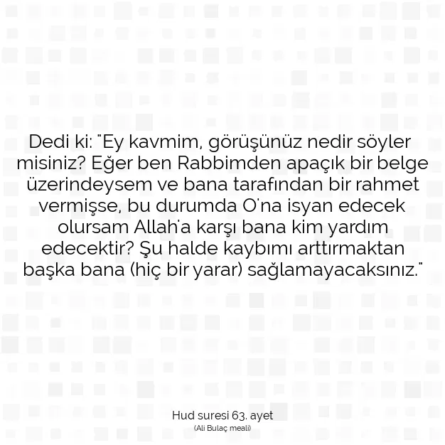 Ayetbul | Kuran Mealleri | Quran | Hud suresi 63. ayet