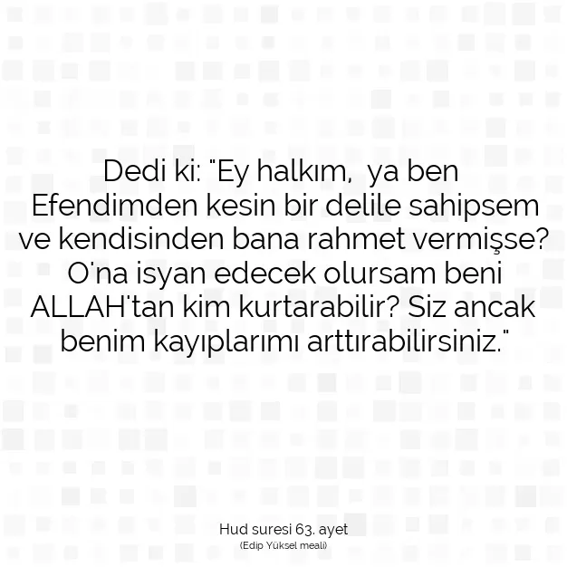 Ayetbul | Kuran Mealleri | Quran | Hud suresi 63. ayet