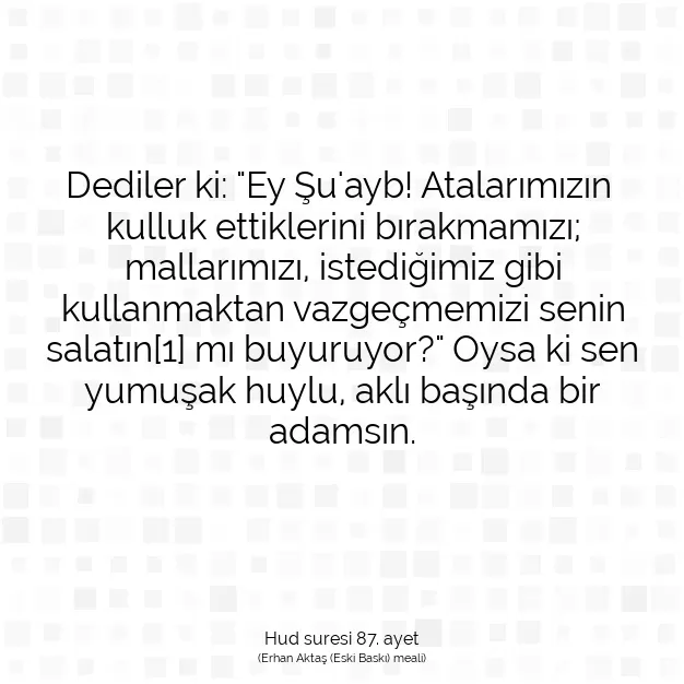 Ayetbul | Kuran Mealleri | Quran | Hud suresi 87. ayet