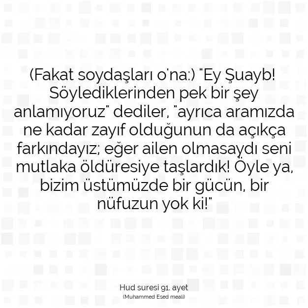 Ayetbul | Kuran Mealleri | Quran | Hud suresi 91. ayet