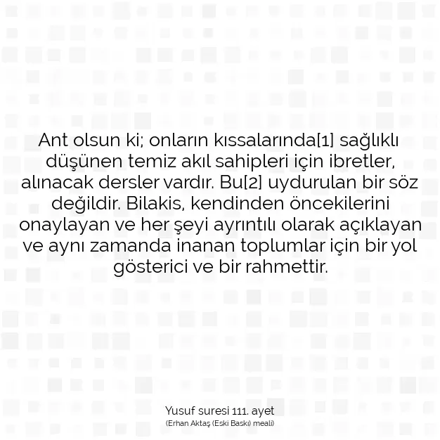 Ayetbul | Kuran Mealleri | Quran | Yusuf suresi 111. ayet