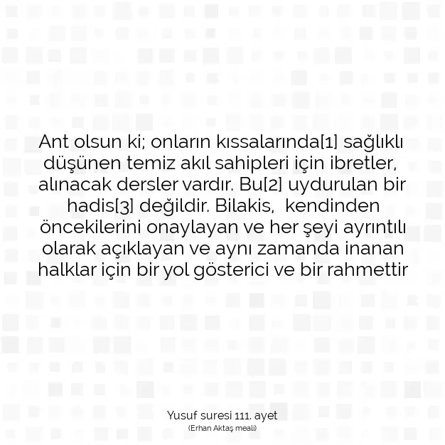 Ayetbul | Kuran Mealleri | Quran | Yusuf suresi 111. ayet